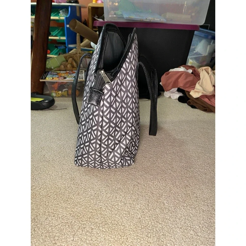 Eco One Insulated Lunch Tote Bag Black White Geometric Diamond Thermal Cooler